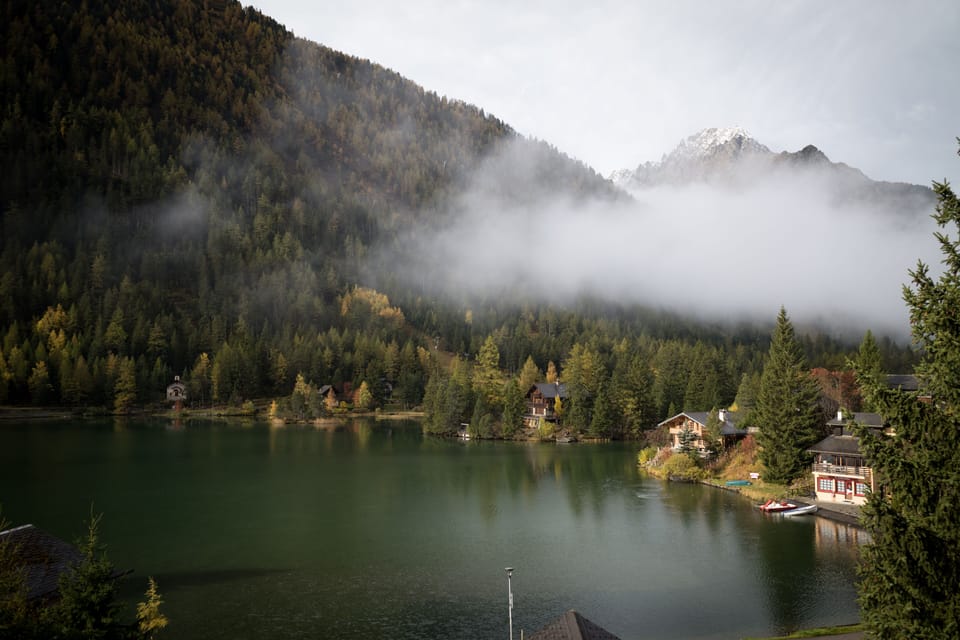 View on the lake from the chalet veranda/balcony