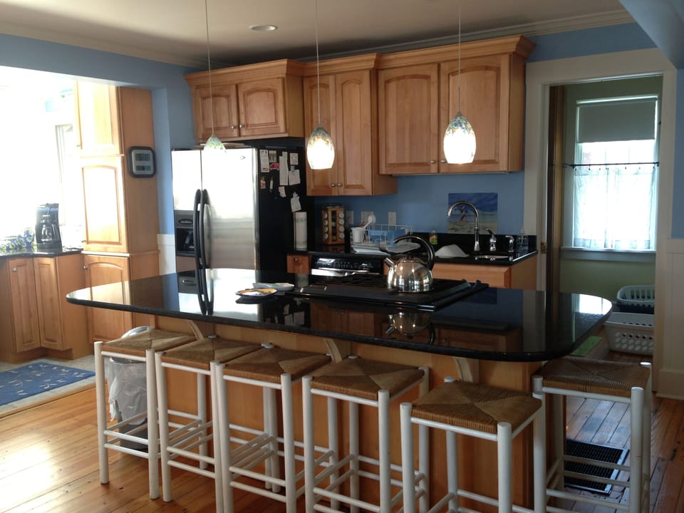Kitchen with large island.The island seats six.