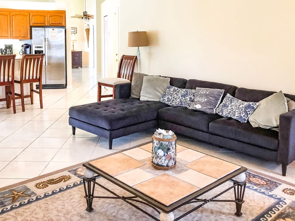 Living room has open concept