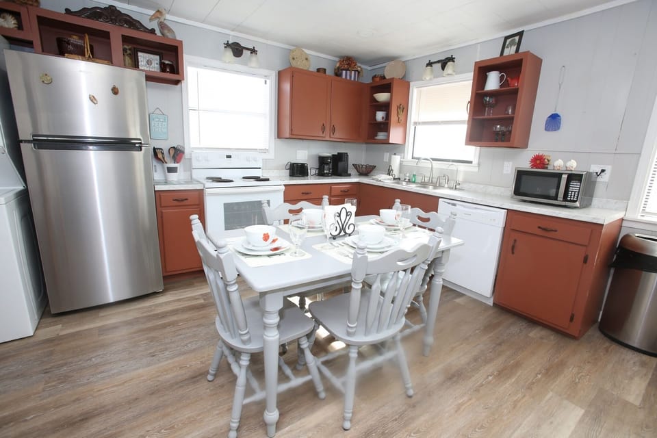 Kitchen is open and airy