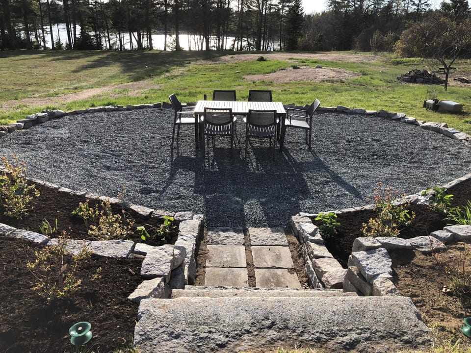 Outdoor Dining for 6; Grill not shown but available; Lawn is now a veggie garden