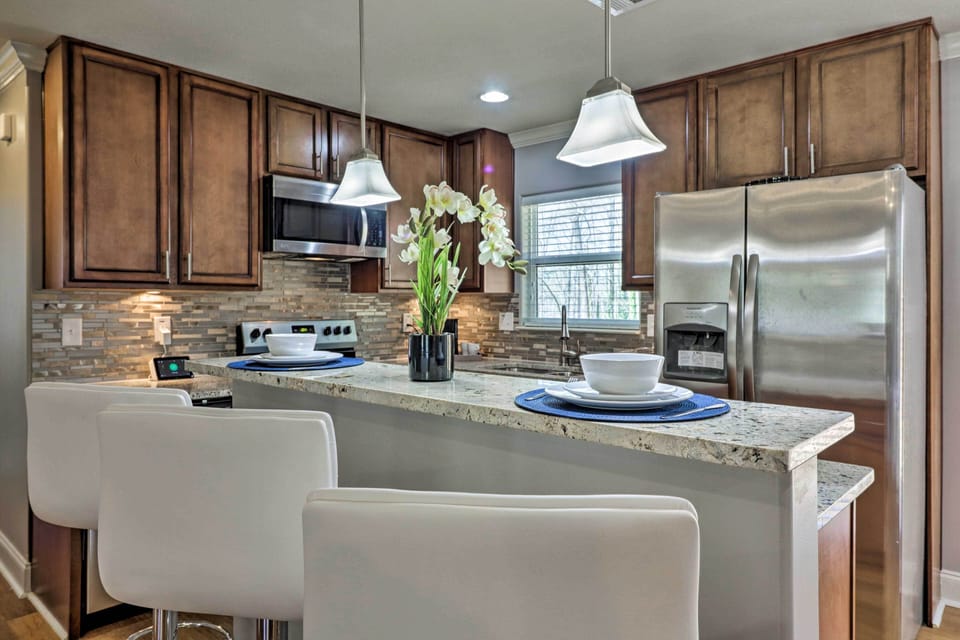 The vacation rental offers modern amenities in a homey setting.