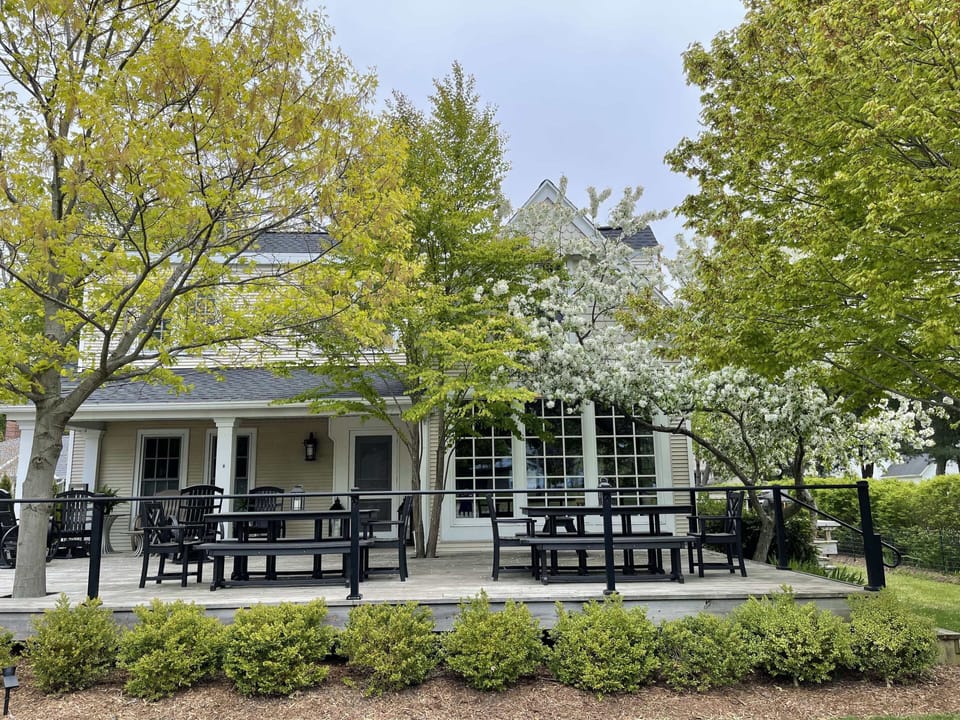 Large Deck in front with seating for 22+