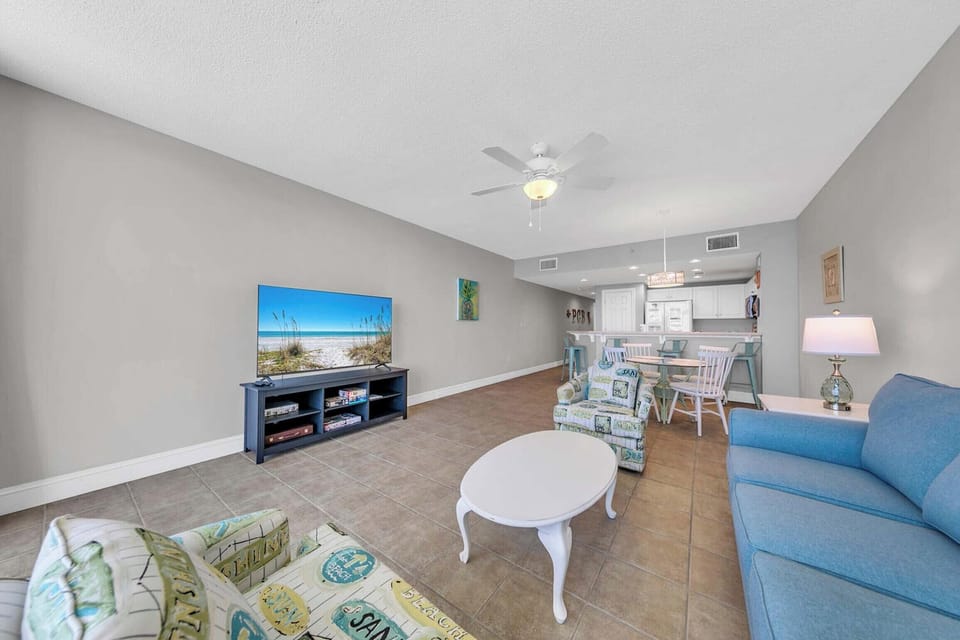 Wind down with a movie on the flat-screen TV