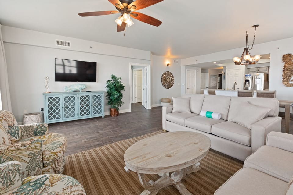 Large flat screen TV in Living Room