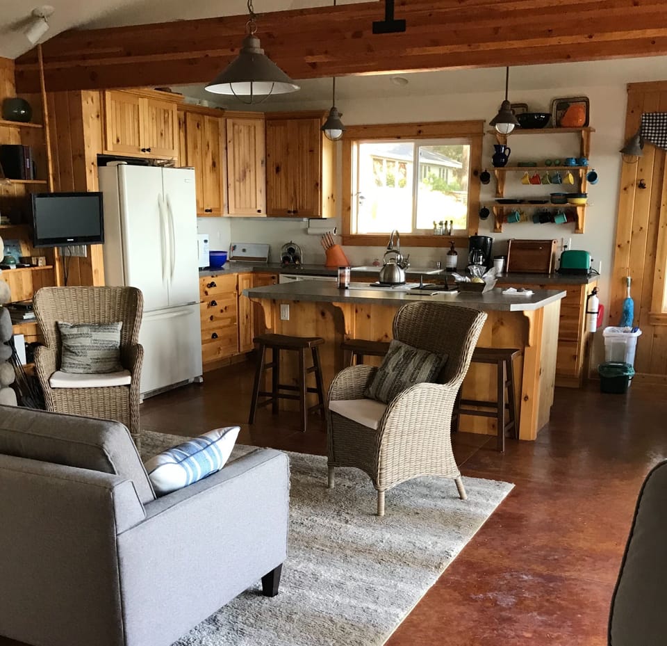 View of kitchen from living area