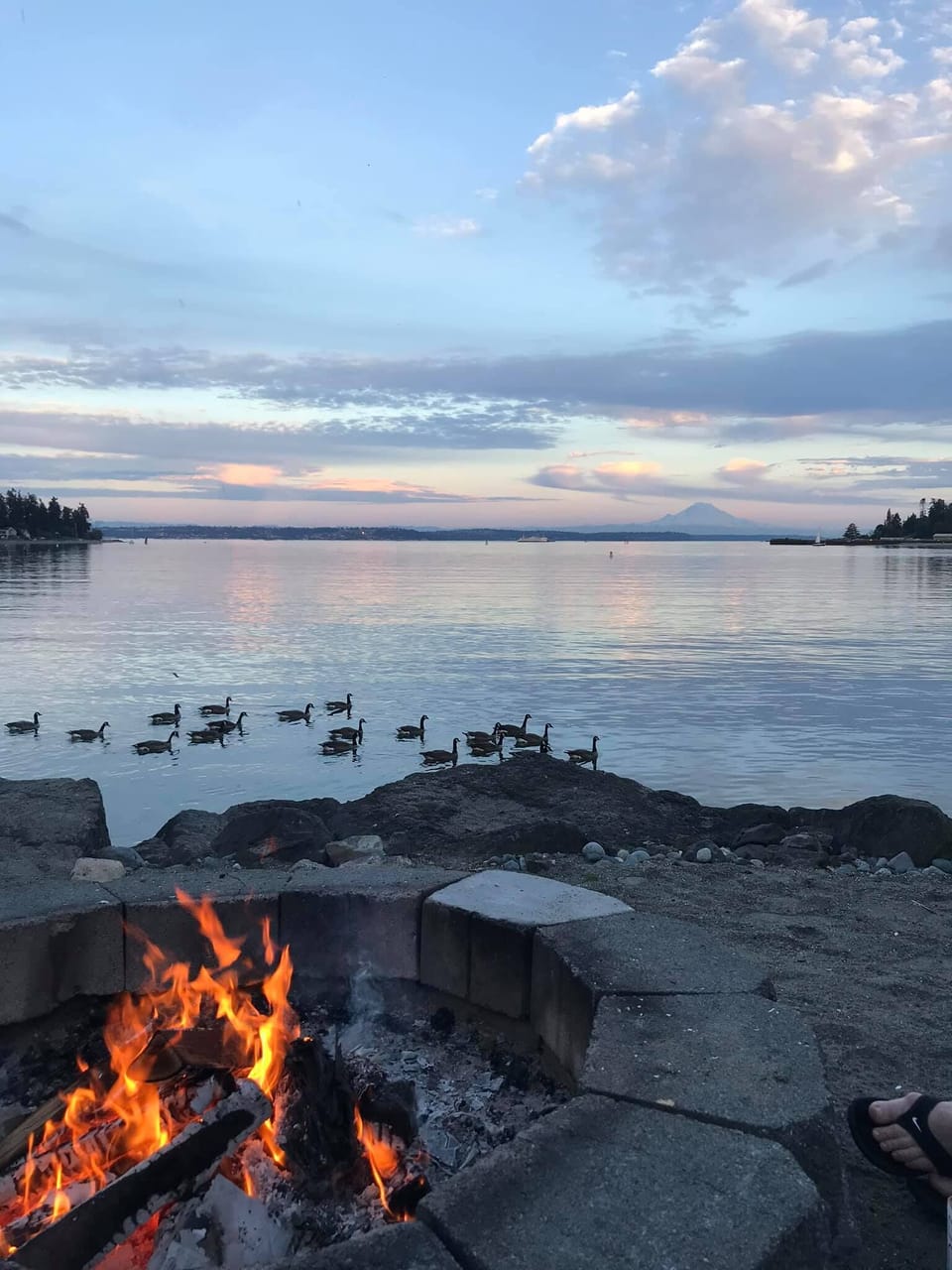 Fire pit at sunset