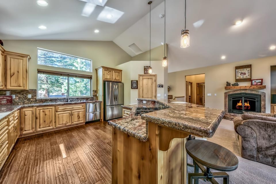 This large fully stocked kitchen will be a delight for the chef of the group