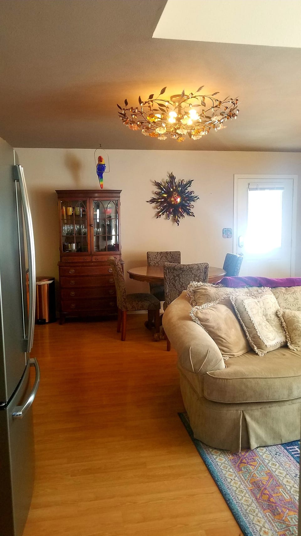 living, dining and kitchen.