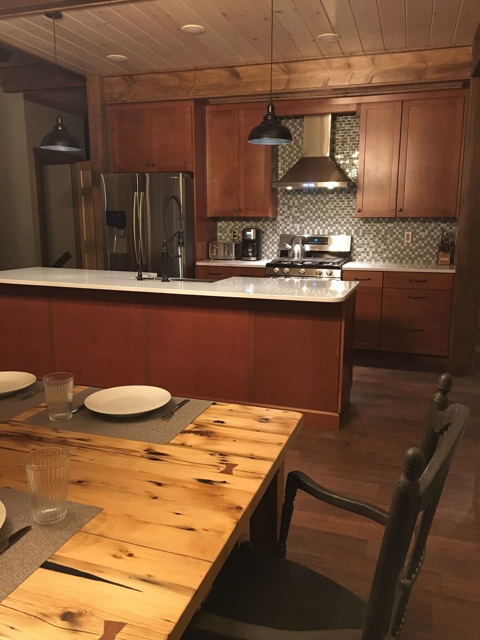 Open kitchen with modern day conveniences - dishes & cooking utensils provided