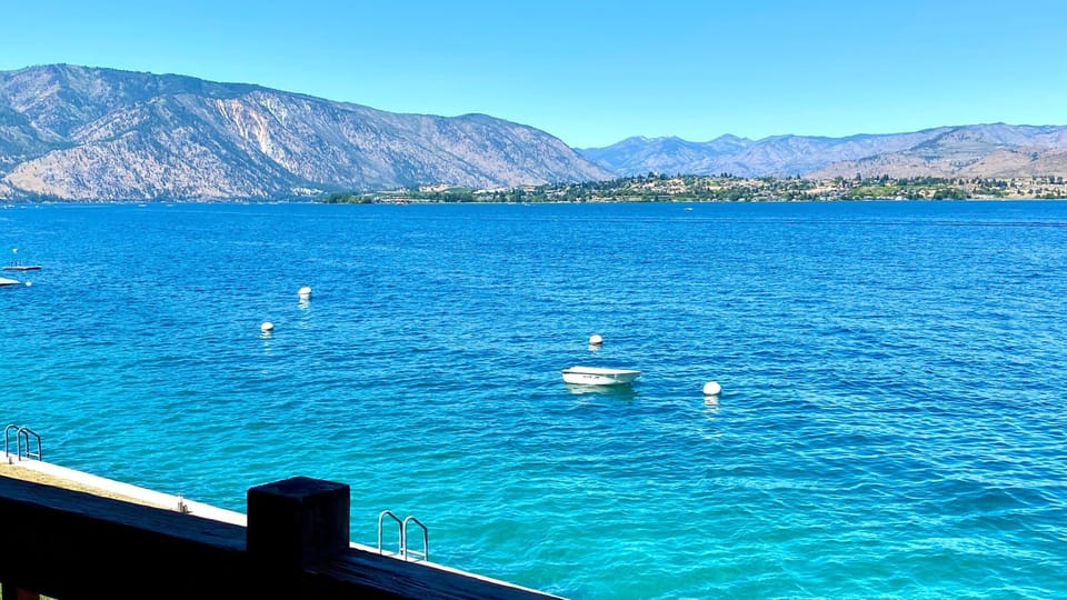 View of beautiful Lake Chelan from the deck