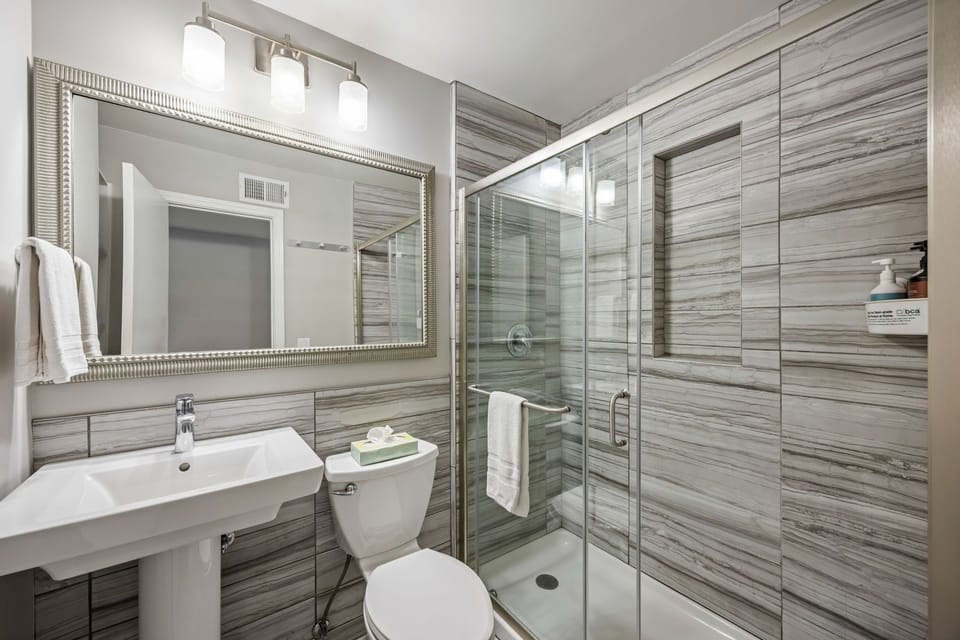Brookwood Courtyard Condos - Bathroom with Glass Shower for Two