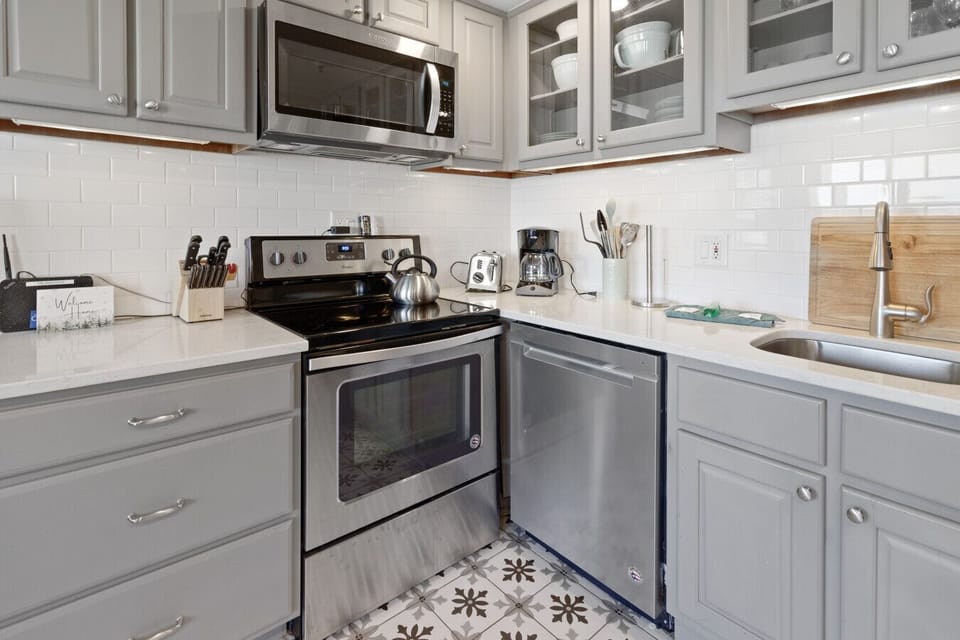 Remodeled kitchen with stainless steel appliances