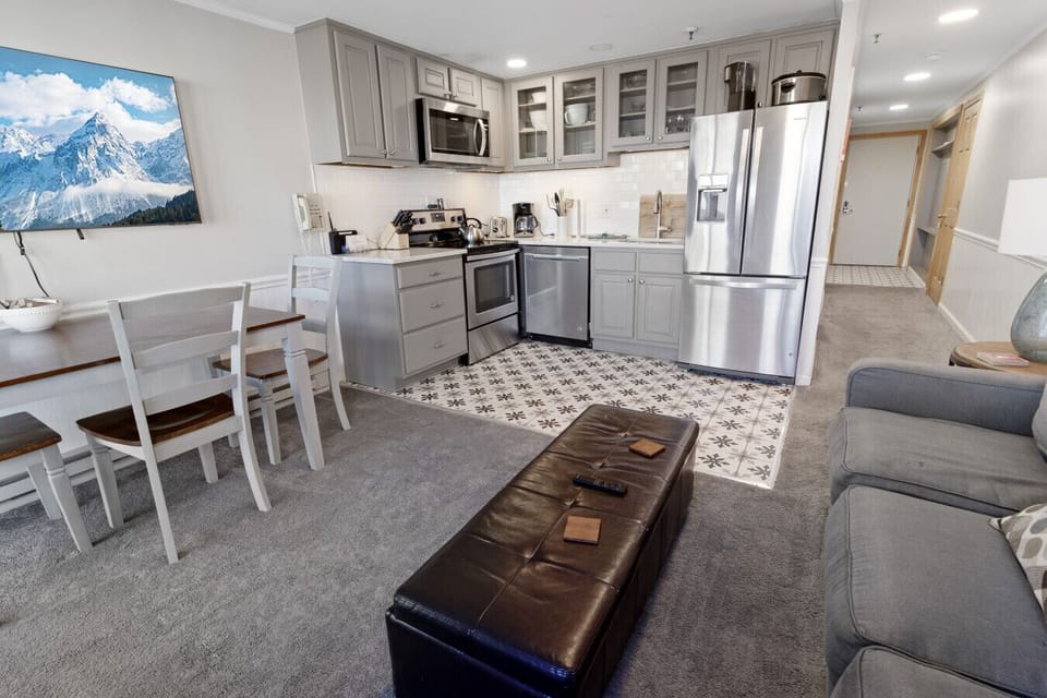 Remodeled kitchen with stainless steel appliances
