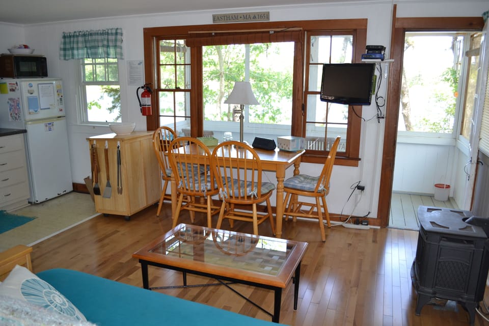 Enjoy the pond views from inside the cottage.