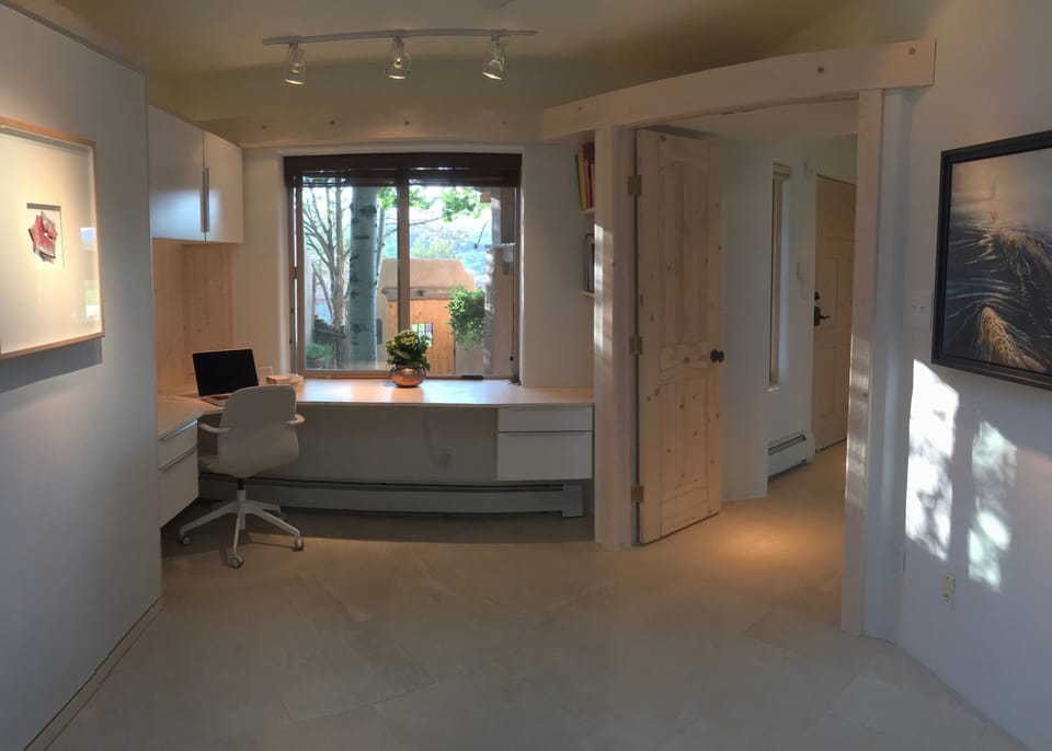 Third bedroom is an office OR queen size Murphy Bed comes out of wall.
