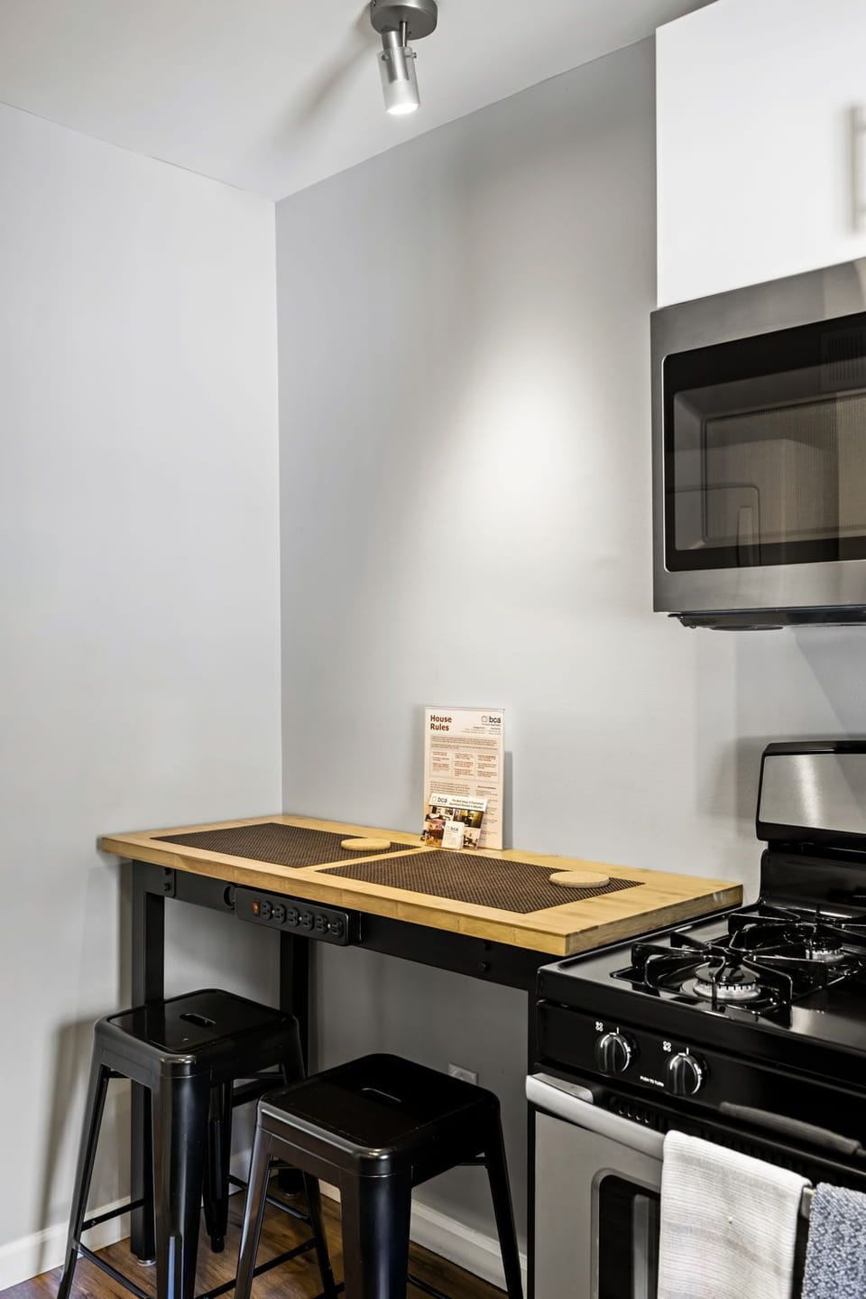 Brookwood Courtyard Condos - Kitchen - Bamboo Bar Table has Charging
