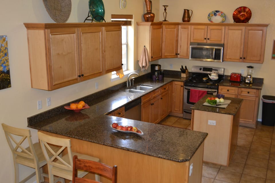 The kitchen is fully equipped with everything you need for your comfortable stay
