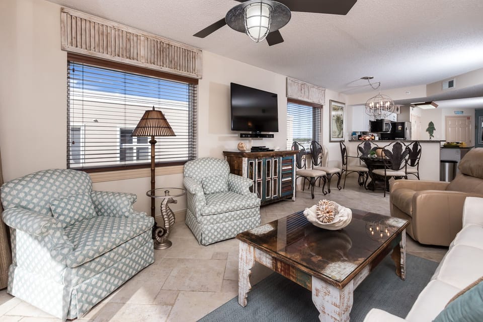 Living room into kitchen