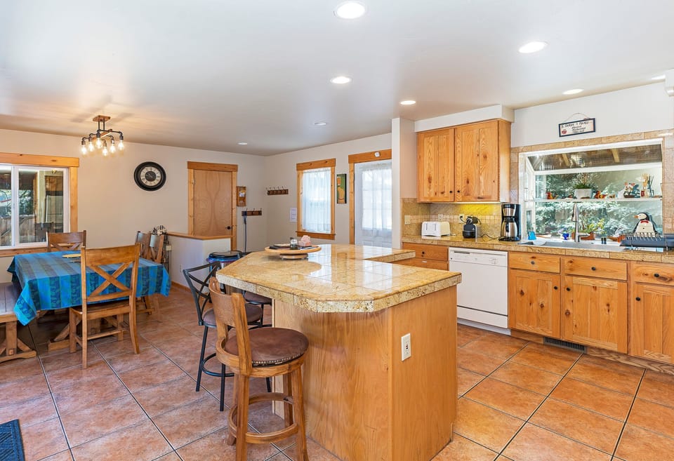 Large open kitchen, slider to the backyard to the left