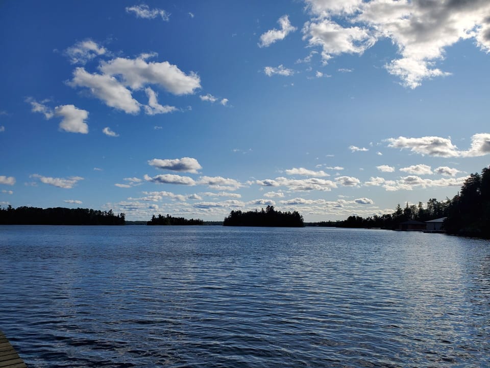 From the dock facing West.