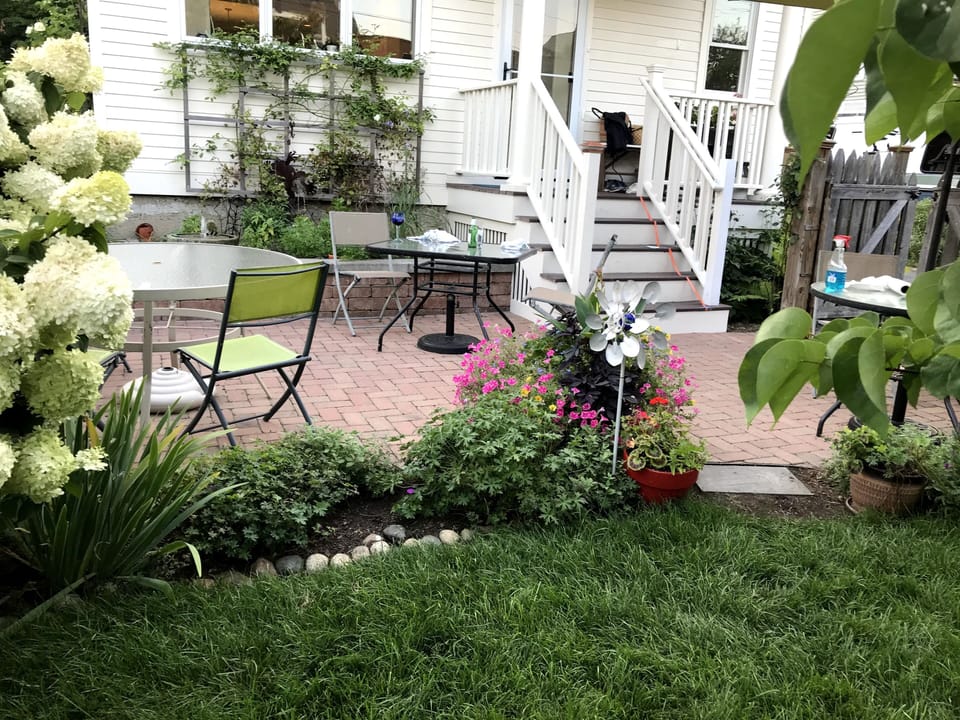 Back patio getting ready for outside gathering.