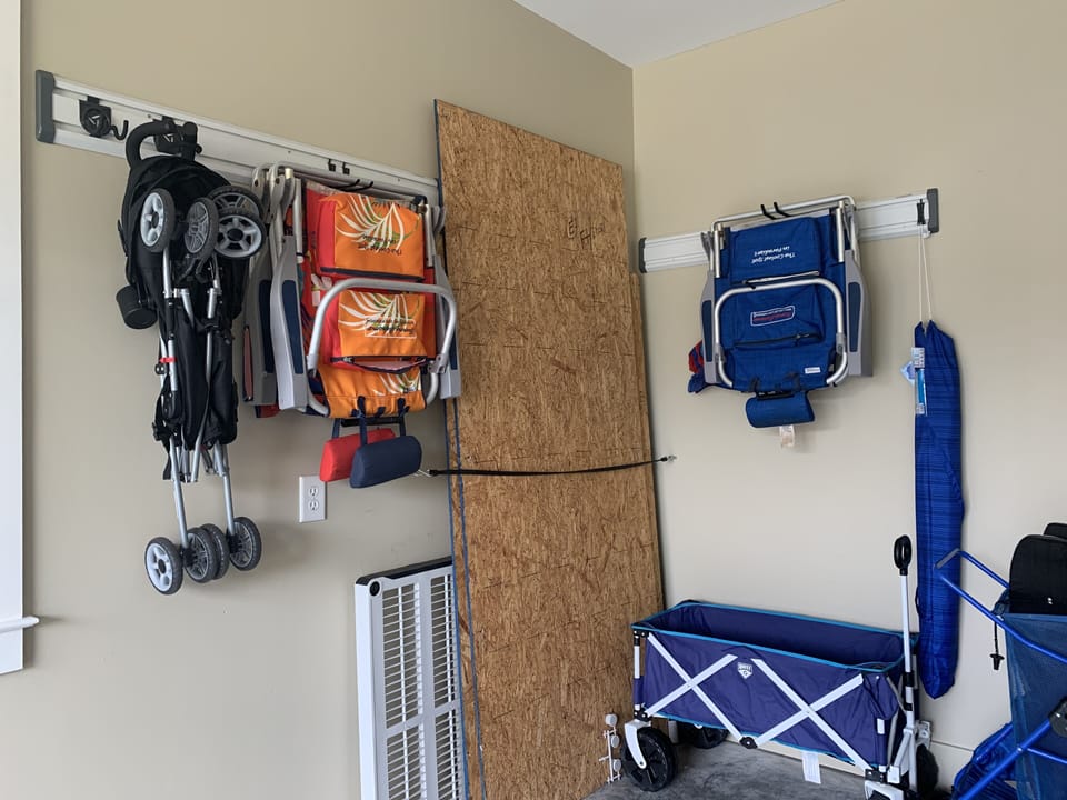 Beach Chairs (4 total), beach umbrella and a stroller for your use. 