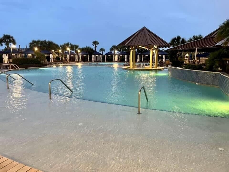 Evening view of main pool
