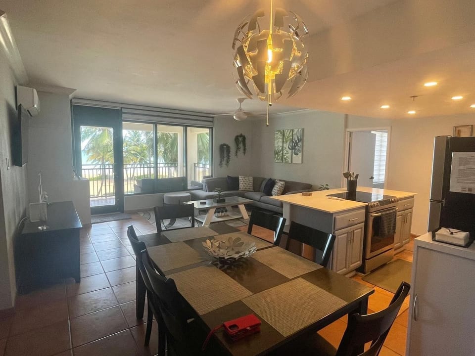 Living room and dining area