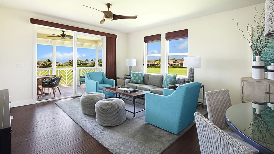 Pili Mai Resort at Poipu #07K - Living Room & Lanai View - Parrish Kauai