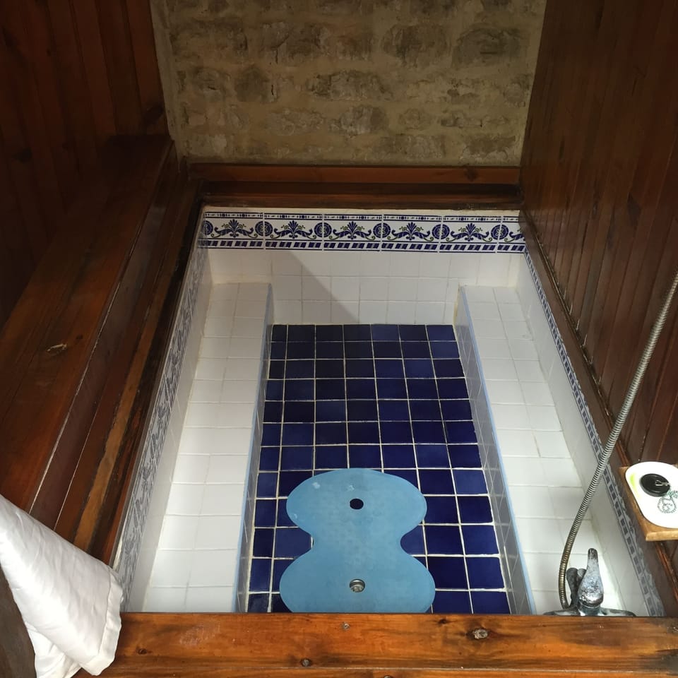 The family sized bath was once a wine vat !