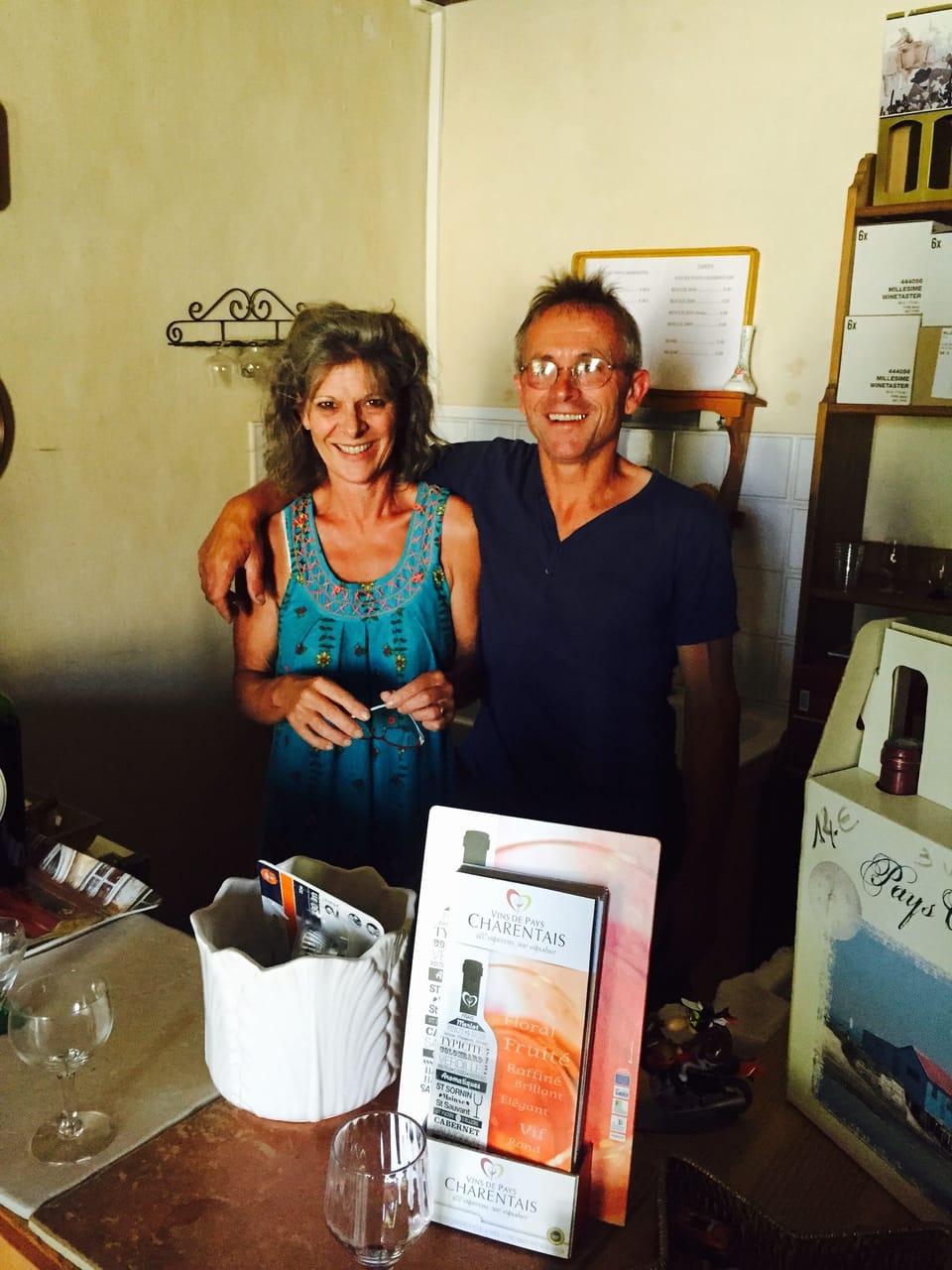 Eric and Marie run our local winery and welcome guests for tastings ( option )