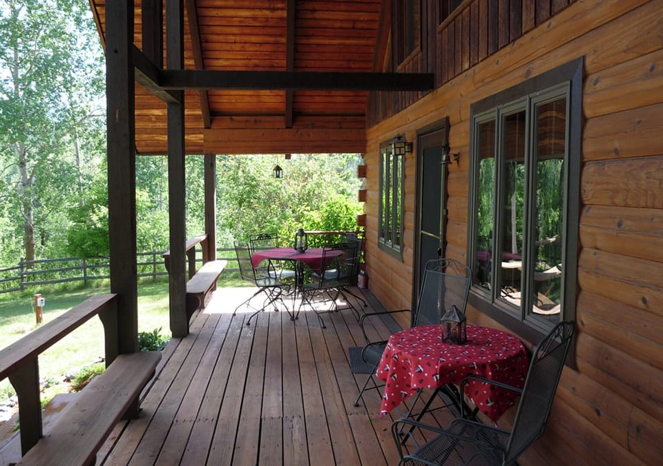 Porch facing pond