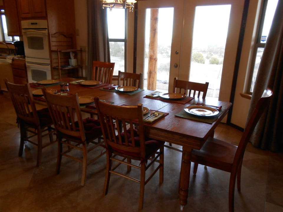 Double doors open to back patio