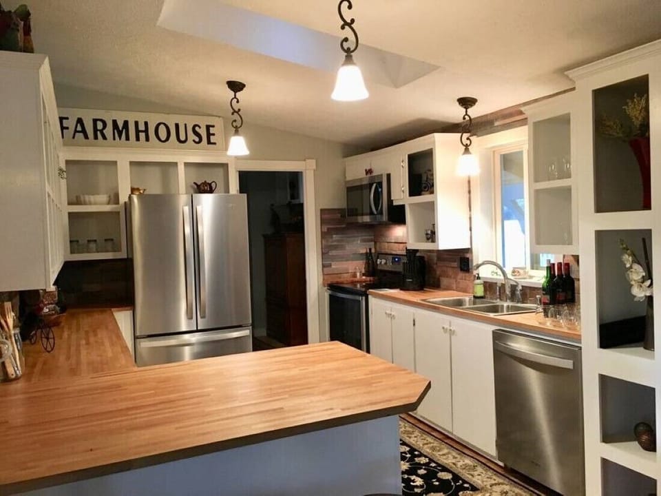 Kitchen butcher block counters all new appliances