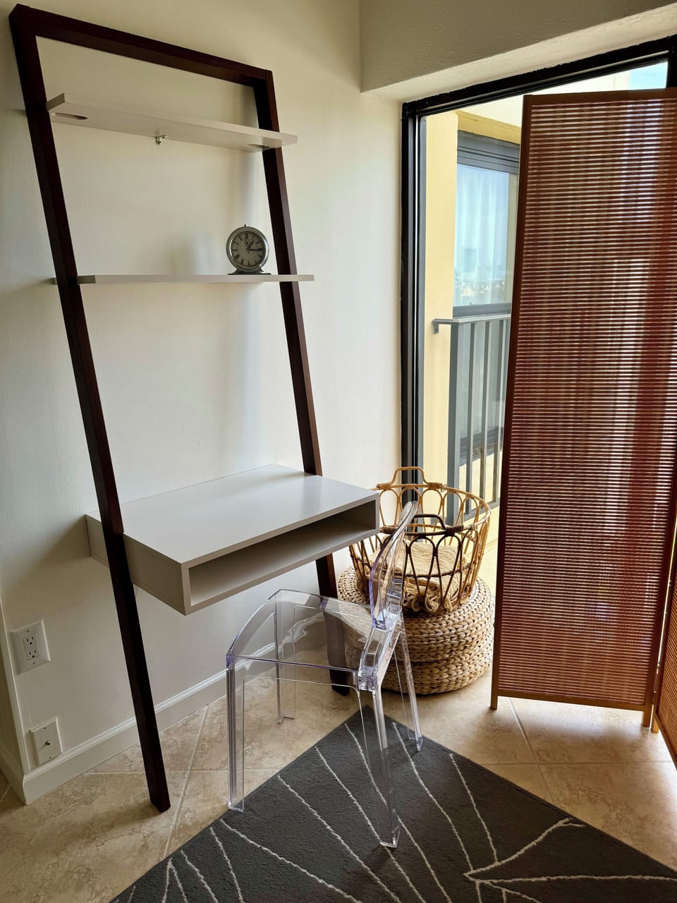Den area with workspace