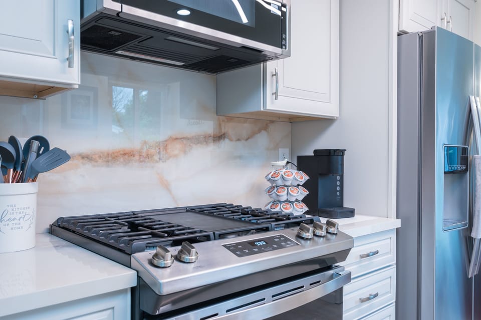 Gas stove and microwave 