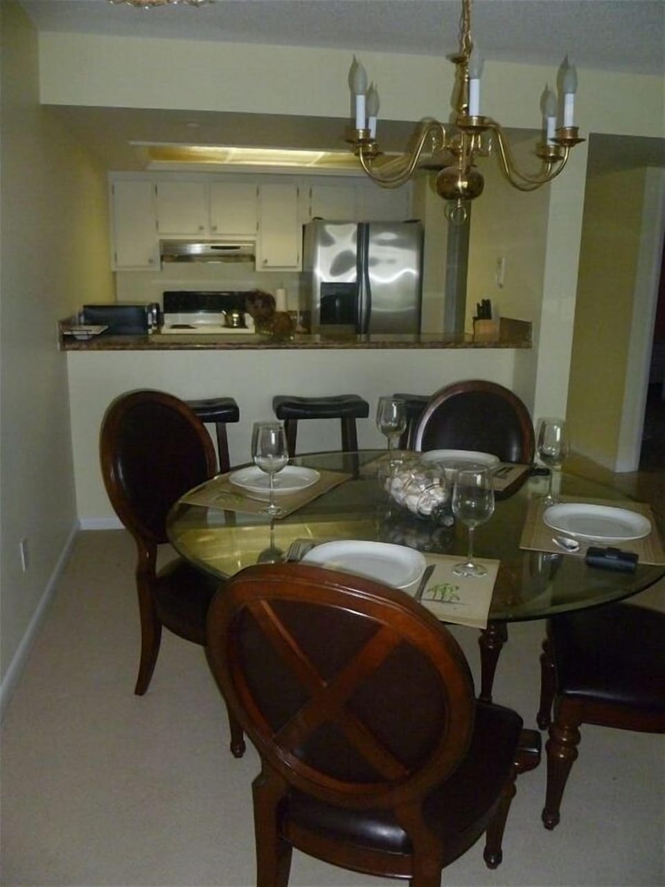 Dining room, breakfast bar and kitchen view