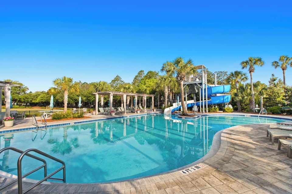 Multiple waterslides at Camp WaterColor
