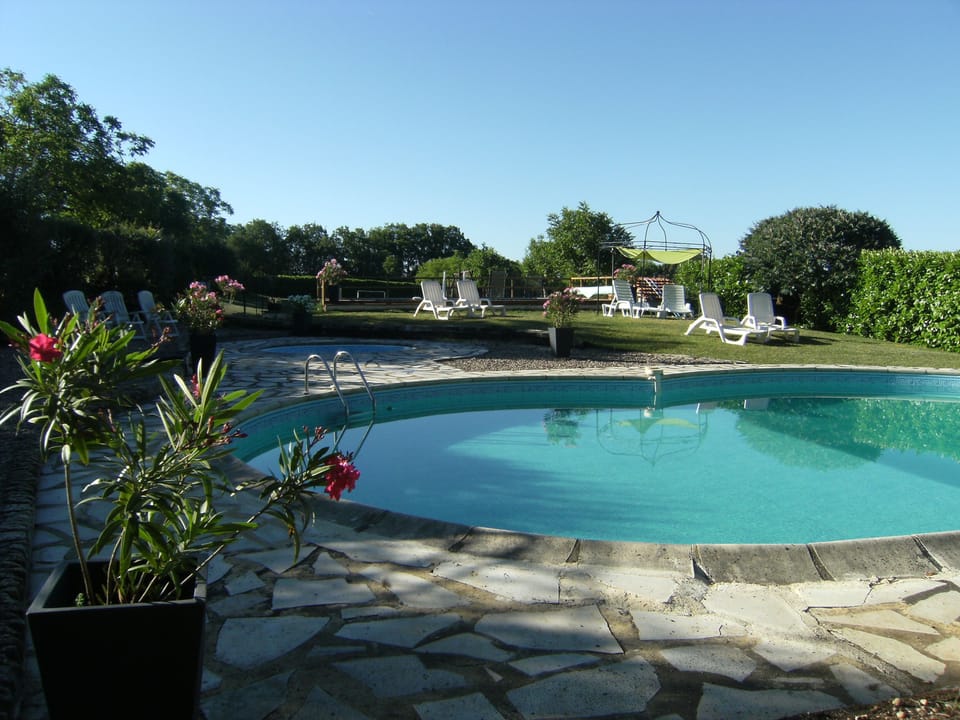 Pool with heated pool in background