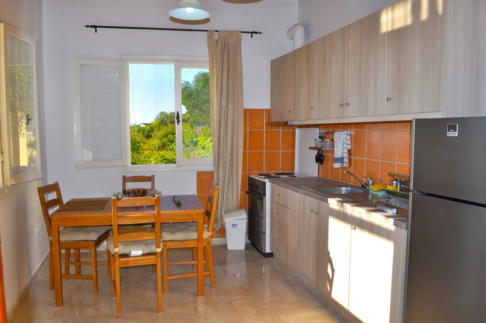 Fully equipped kitchen with adjoining dining area