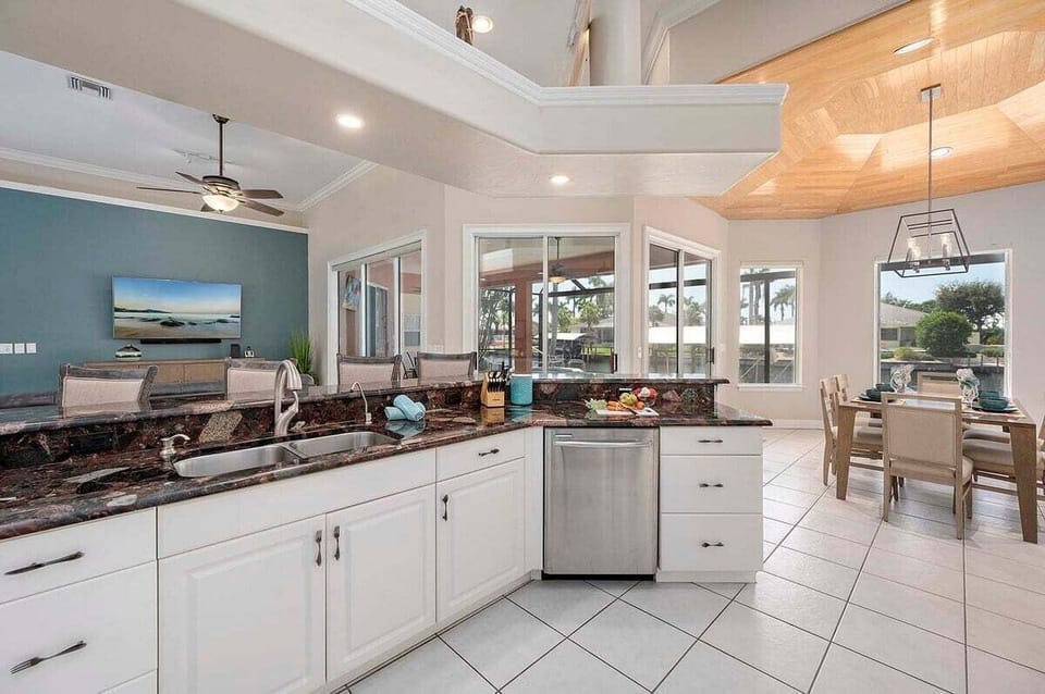 Kitchen is Open to the Living and Dining Room