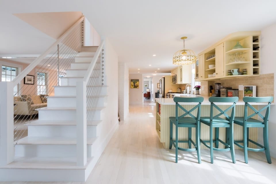 Light and bright throughout. This is one of two stairways to the upper level.