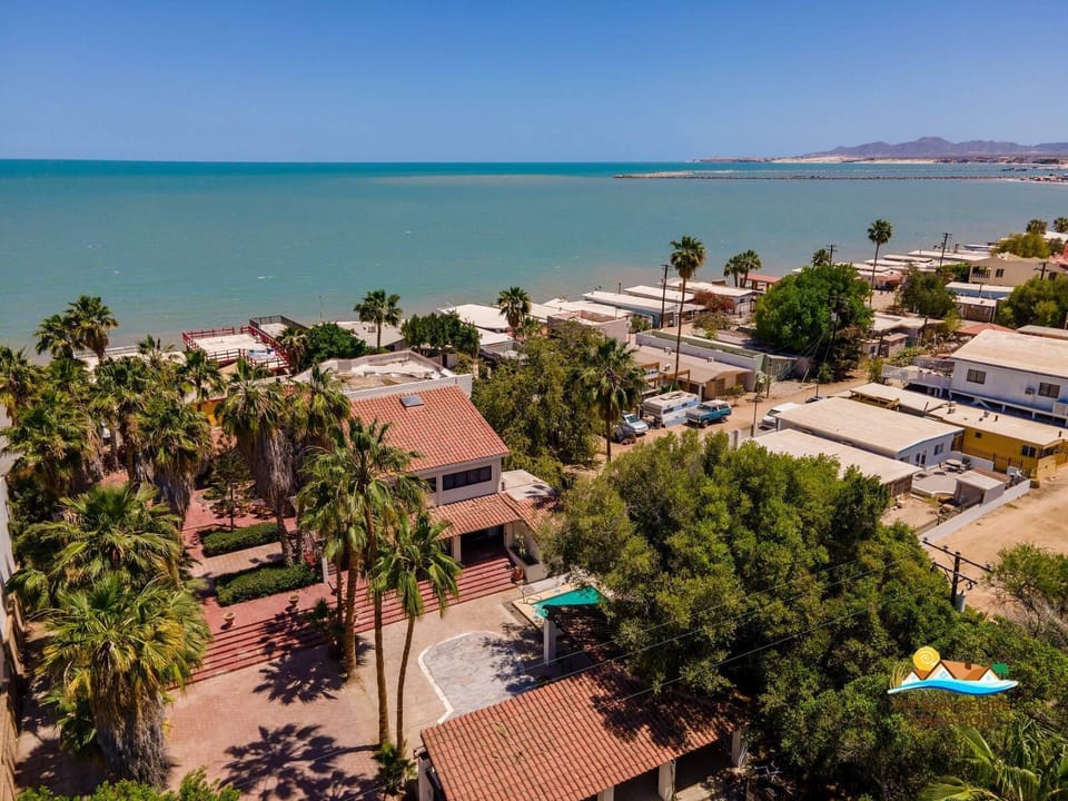 See the full property from above at Casa Habana in San Felipe Baja California — pool, patios, and beach access all in one shot.