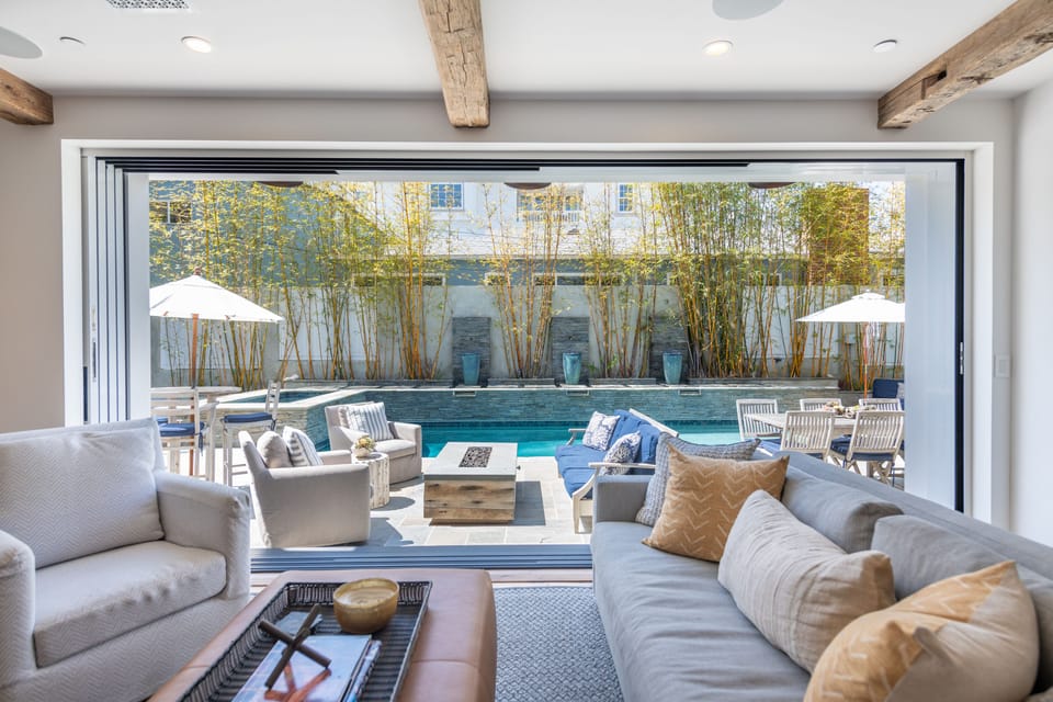 Family room opened up to outside patio