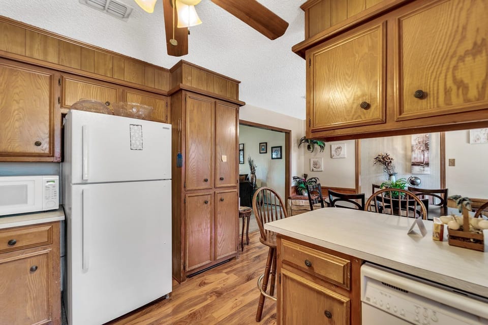 Refrigerator, Hardwood, Flooring, Room, Indoors