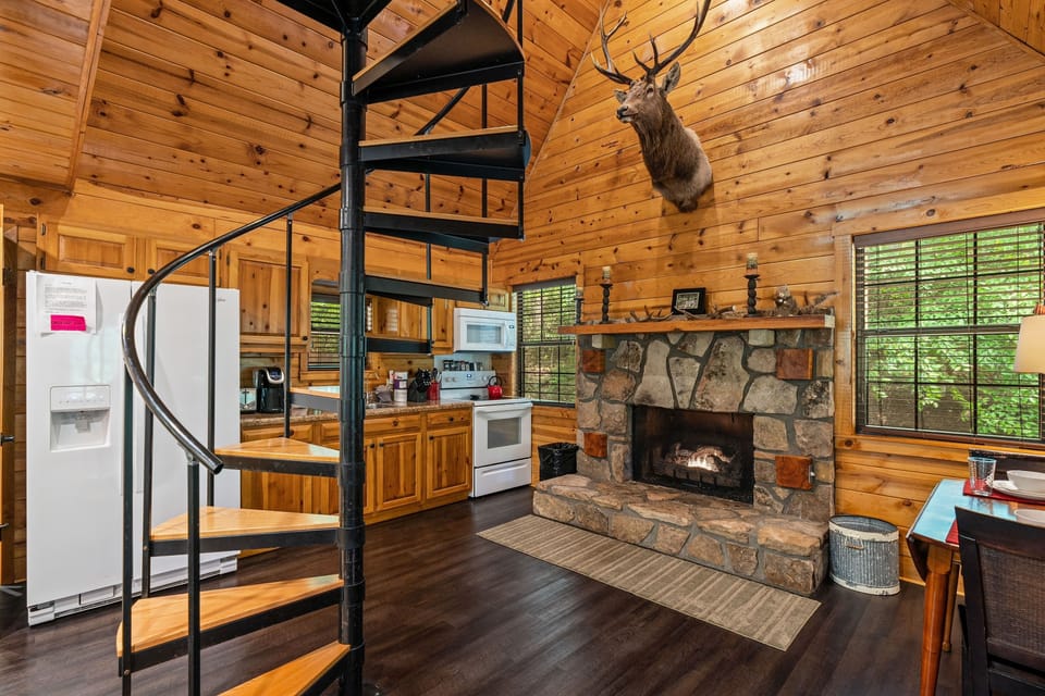 Indoors, Hardwood, Fireplace, Stained Wood, House