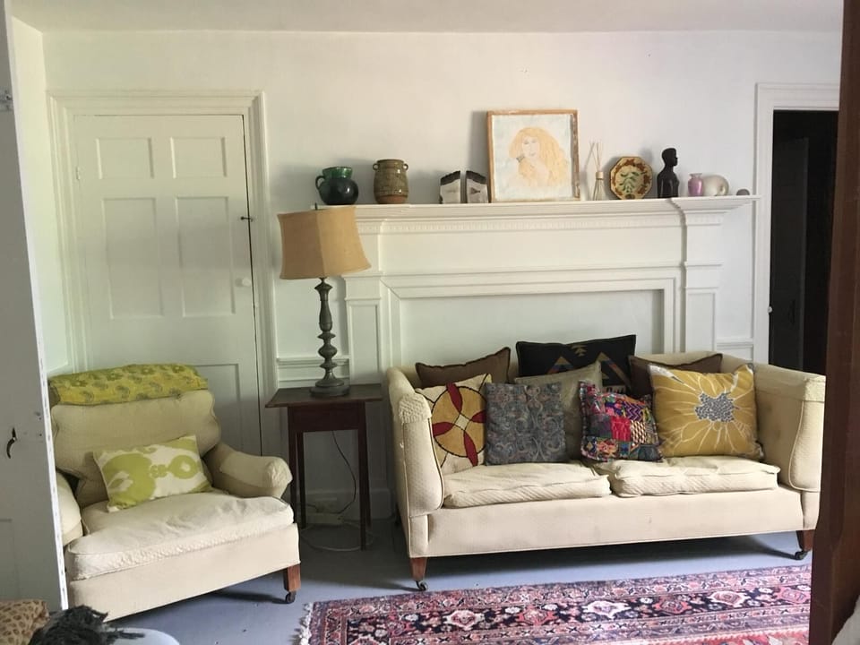 BR 2: antique settee and slipper chair