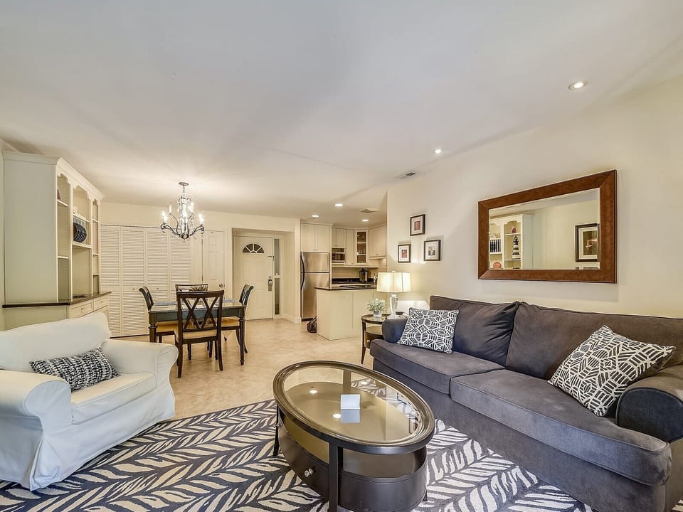 Living Room, Dining Area and Kitchen at 1715 Bluff Villa
