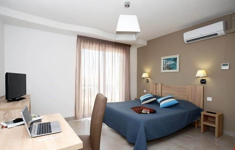 Drift to sleep in the comfortable bed after a wonderful day outside.